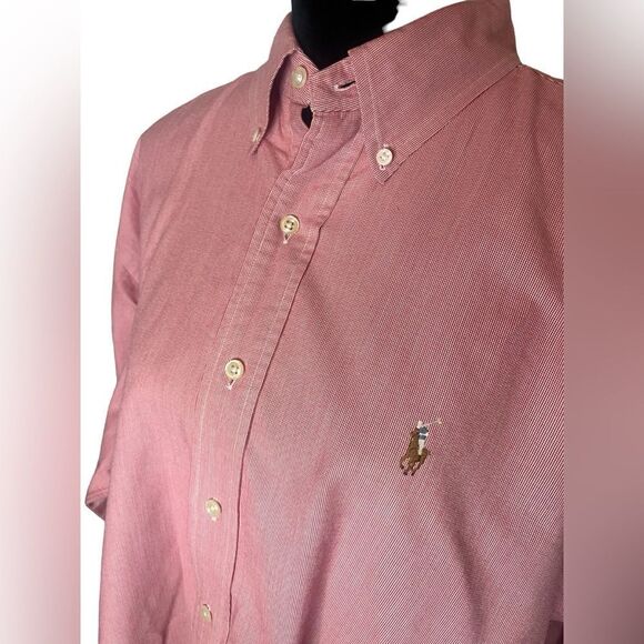 RALPH LAUREN PINK/RED BUTTON DOWN LIKE NEW CONDITION COTTON OXFORD DRESS SHIRT - Picture 10 of 10